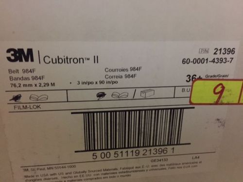 (Box of 9) 3M 3&#034; X 90&#034; Cubitron II Cloth Belt 984F 36 GRADE #21396