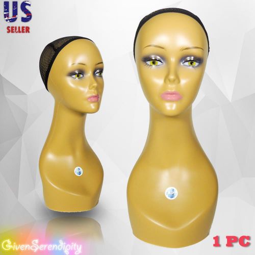 Realistic Plastic Female MANNEQUIN head lifesize display wig hat 18&#034; C3