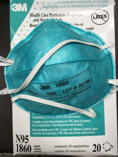 3M 1860  N95 Medical Healthcare Respirator Masks Lot of 6 box has 20pcs. 4MH50