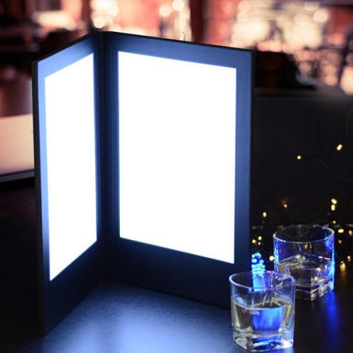 8-1/2&#034; x 11&#034; 2-panel folding led backlit illuminated menu cover 981 for sale