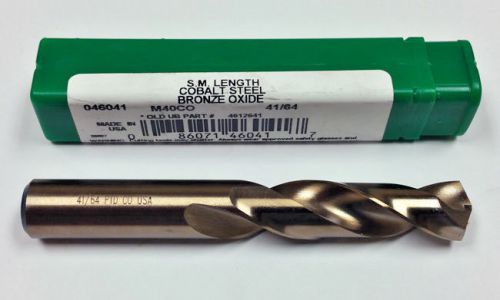 41/64&#034; COBALT S.M. LENGTH DRILL, 2-7/8&#034; LOF, 4-1/2&#034; OAL, PTD M40CO 46041