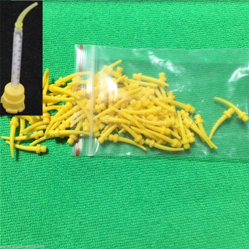 100x Intra Oral Dental Impression Mixing Syringe Tips Yellow Intraoral Nozzles