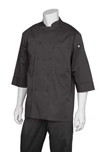 Chef Works JLCL-BLK-XS Basic 3/4 Sleeve Chef Coat, Black, XS