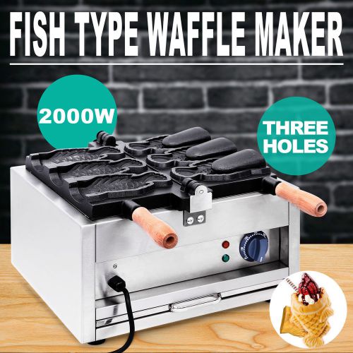 TAIYAKI MAKER WAFFLE MACHINE STAINLESS STEEL OPEN MOUTH CAKE ICE CREAM GOOD