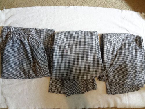 (3) REGENT CHEF PANTS 2 Small, 1 Medium LOT Baggy Houndstooth Restaurant Kitchen