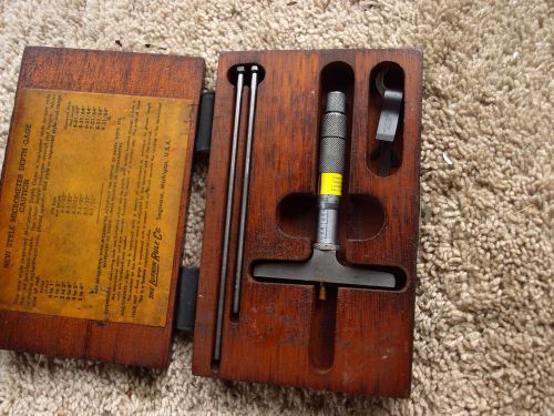 Vintage Lufkin No 513N Depth Gauge Micrometer Wood Case