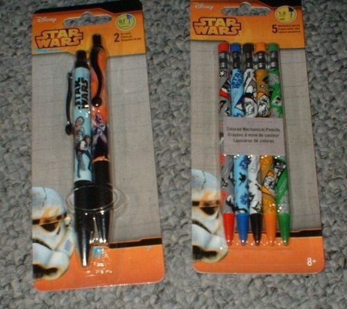 STAR WARS GEL PENS &amp;  MECHANICAL PENCILS (7) NEW FREE SHIPPING