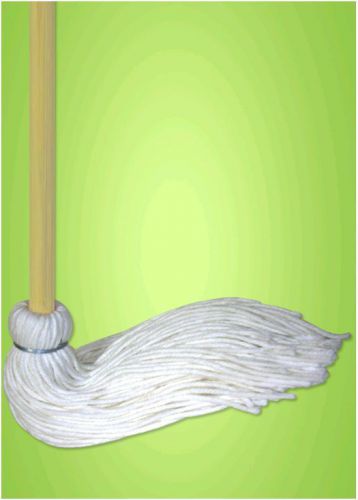 Abco rd-60020 4-ply rayon deck mop #20 white  w/ 54” wood handle lot of 12 for sale