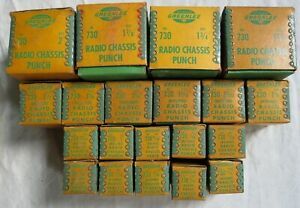 Greenlee #730 Radio Chassis Punch Tool Set 1/2 to 2&#034; 20 Pcs In Boxes Vtg Older