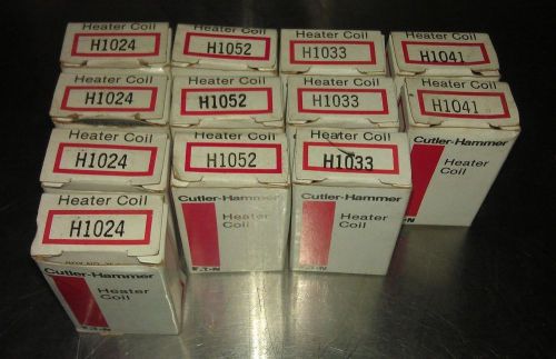 Mixed lot of 12 new cutler-hammer h1052/h1024/h1041/h1033 overload heater coils for sale