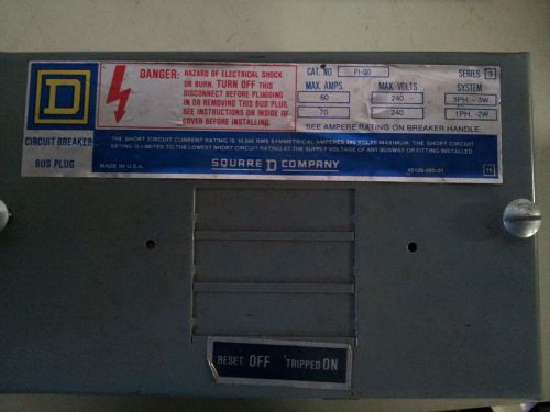 SQUARE D PI-QO NEW NO BOX 60A 240V CIRCUIT BREAKER BUS PLUG #B43