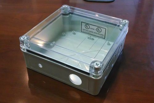 Weatherproof electrical nema 4 enclosure box plastic clear lid 6 3/4&#034;x6 3/4&#034;x3&#034; for sale