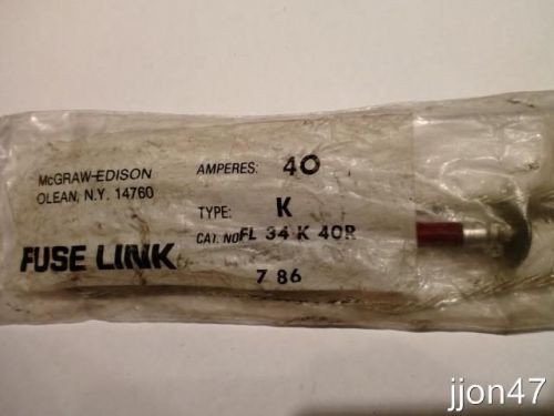 Free fast ship ~ mcgraw edison 40 amp fuse link fl34k40r type k fl 34 k 40r  40a for sale