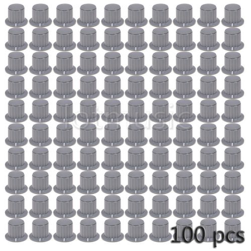 100pcs Plastic Grey Top Screw Tighten Control Knob 25mmDx18mmH for 6mm Shaft