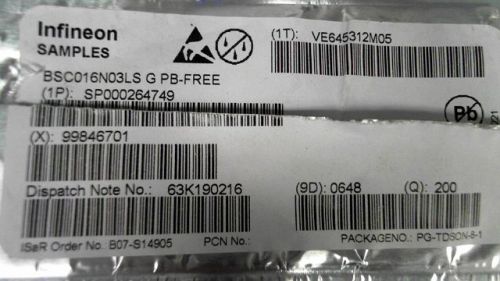 10-PCS FET/MOSFET N-CHANNEL 30V 100A INFINEON BSC016N03LS G 016N03 BSC016N03LSG