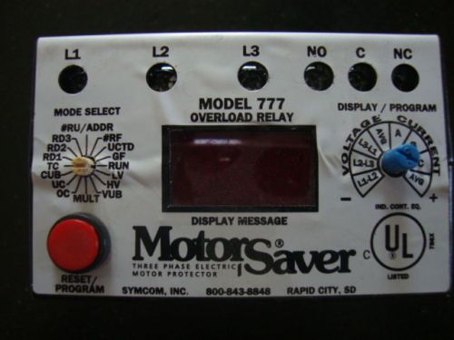 Symcom overload relay programmable motorsaver motor saver protector 777 for sale