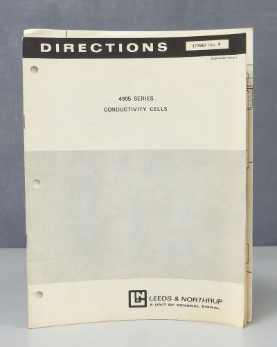 Leeds &amp; Northrup L&amp;N 4905 Series Conductivity Cells Directions