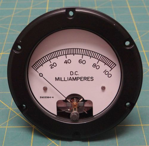 Panel Ammeter 0 - 100 DC Milliamperes P/N 5903384-3 NSN 6625-01-149-4740 4.5&#034;