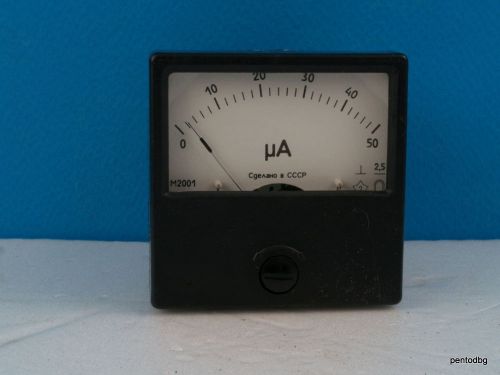 ANALOG PANEL MICRO AMPER METER 60mmX60mm  DC 0-50?A  2.5%  M2001  USSR RARE