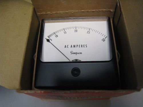 New Simpson 1357 3&#034; 0-30 AC Amperes Amps Analog Panel Meter Ammeter