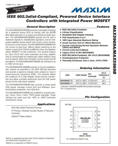 Lot of 1100 Maxim Integrated Products MAX5969BETB+T IC Power Over Ethernet T&amp;R