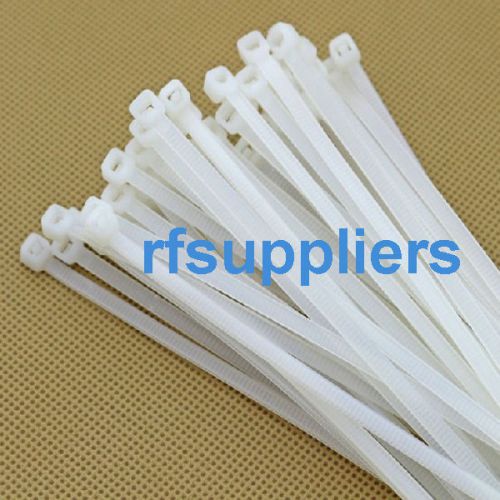 250X 8&#034; inch durable White Network Cable Cord Wire Strap Zip Tie Nylon 5.1*200mm