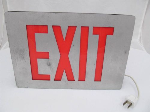 VINTAGE EXIT SIGN ELECTRIC ATLITE LIGHT FIXTURE ALUMINUM CASE