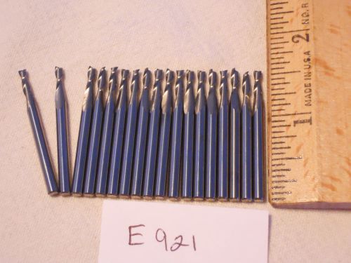 18 NEW 1/8&#034; SHANK CARBIDE END MILLS. 2 FLUTE. USA MADE {E921}