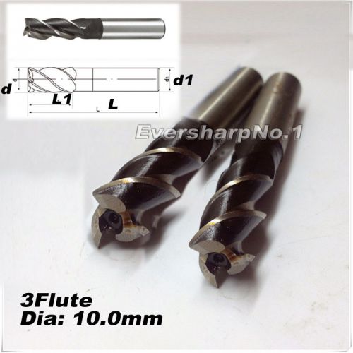 High Quality Lot 5pcs HSS 3Flutes End Mill Cutting Dia 10.0mm Shank Dia 10.0mm