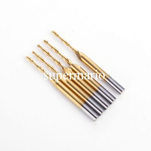 5x 1/8&#039;&#039; titanium coated carbide cnc two double flute ball nose bit 1.5mm x12mm for sale