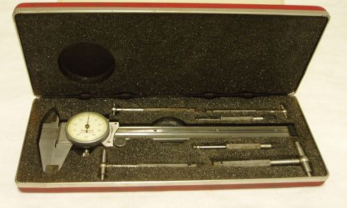 Starrett 1202-6 Dial Caliper Kit, Stainless Steel, White Face, 0-6&#034;, With Extras