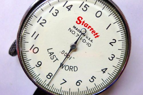 STARRETT No. 1711-D-10 LAST WORK DIAL INDICATOR GAGE  .0001&#034; in BOX  *H