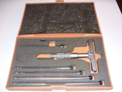 Mitutoyo .001&#034;  129-131 depth mic micrometer with rods, wrenches &amp; case. for sale
