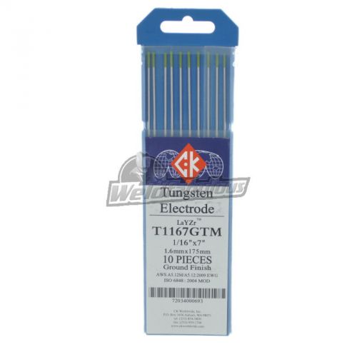 CK T1167GTM LaYZr Tungsten Electode 1/16&#034; x 7&#034; Pkg = 10