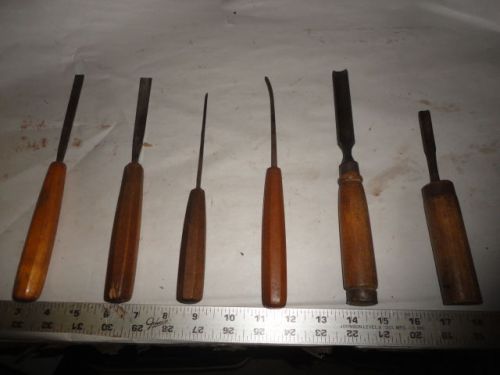 MACHINIST LATHE 6 Vintage Wood Carving Gouge Chisel s for Lathe #9