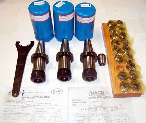 22 pc. techniks cat 40 er 32-4.0&#034; cnc collet chucks kit for sale