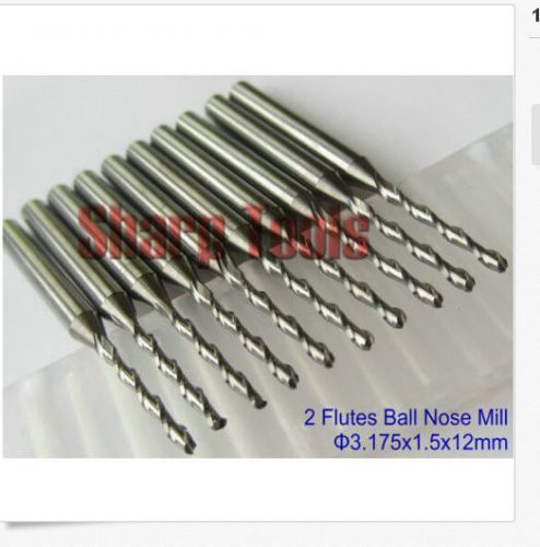 10pcs double two flute ballnose endmill cnc router bits 1.5mm 12mm