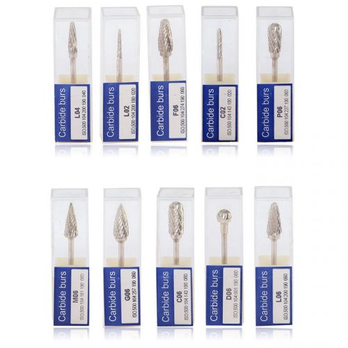 10* Dental Tungsten Steel Lab Tooth Drils Carbide Burs for Micromotor Handpiece