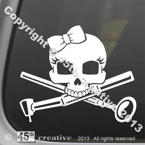 Girls Dentist Crossbones Decal - dental drill handpiece burs bits mirror sticker