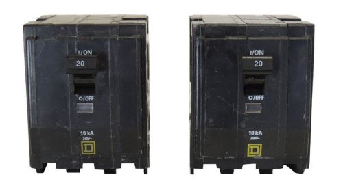 Lot 2 Square-D QOB320 Miniature Circuit Breaker 20A 3P 240V Bolt-On / Warranty