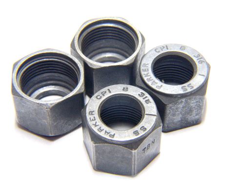 4pcs PARKER TUBE NUTS CPI 8-BZ 1/2&#034; O.D. 316S.S. HYDRAULICS PNEUMATICS AEROSPACE