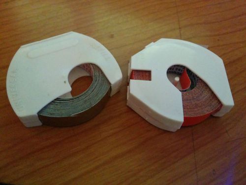 set of two 1970s vintage rolls labels 3/8&#034; plastic embossed orange gold