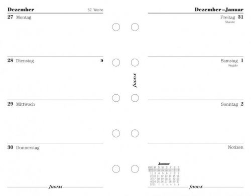 Filofax Kalender 2015 Einlage Mini  6814015 Wochenplan 1W/2S