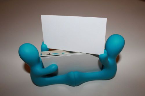 Blue Man Character Business Card Holder