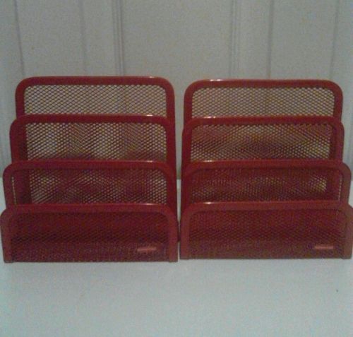 *+2 -Red metal/ mesh mail-envelope desk organizers.Rubermaid brand*+