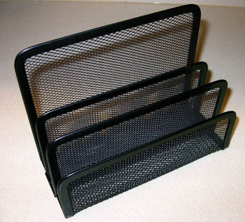 Black Color Mesh Metal Desk Organizer Letter Paper Holder Caddy