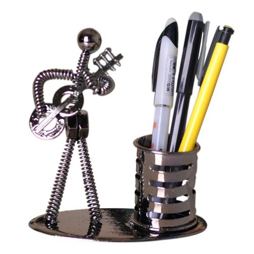 Desktop Decorative Pen Organizer Pencil Holder w/ Man Playing Guitar Home Office