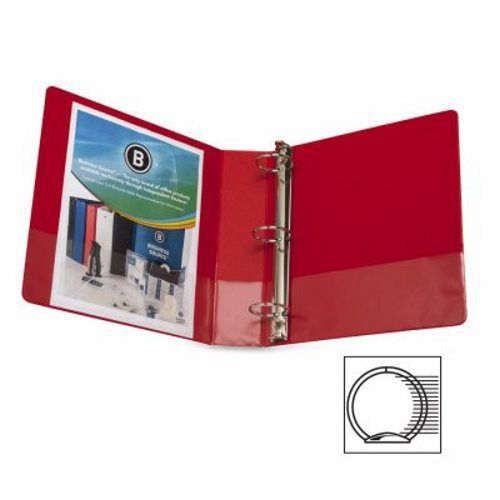 Business Source Round Ring Binder, w/ Pockets, 2&#034;, Red (BSN28660)