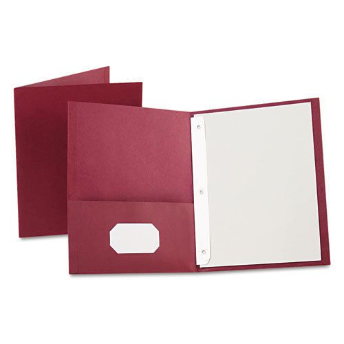 Twin-Pocket Folders with 3 Fasteners, Letter, 1/2&#034; Capacity, Burgundy, 25/Box