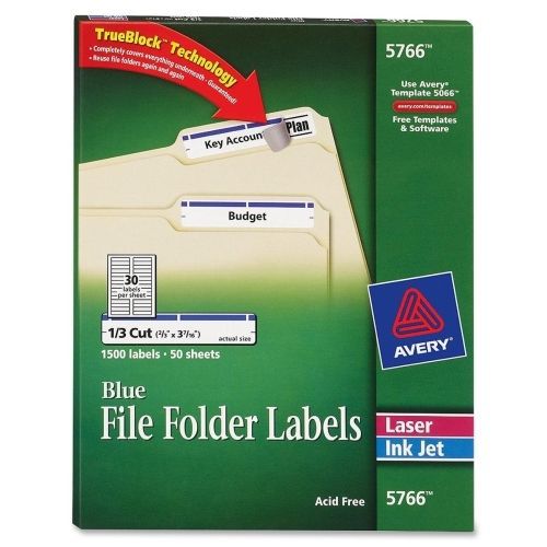 Avery Filing Label - 0.66&#034; W x 0.33&#034;, 0.33&#034; L -1500/Box - Laser, Inkjet -Blue